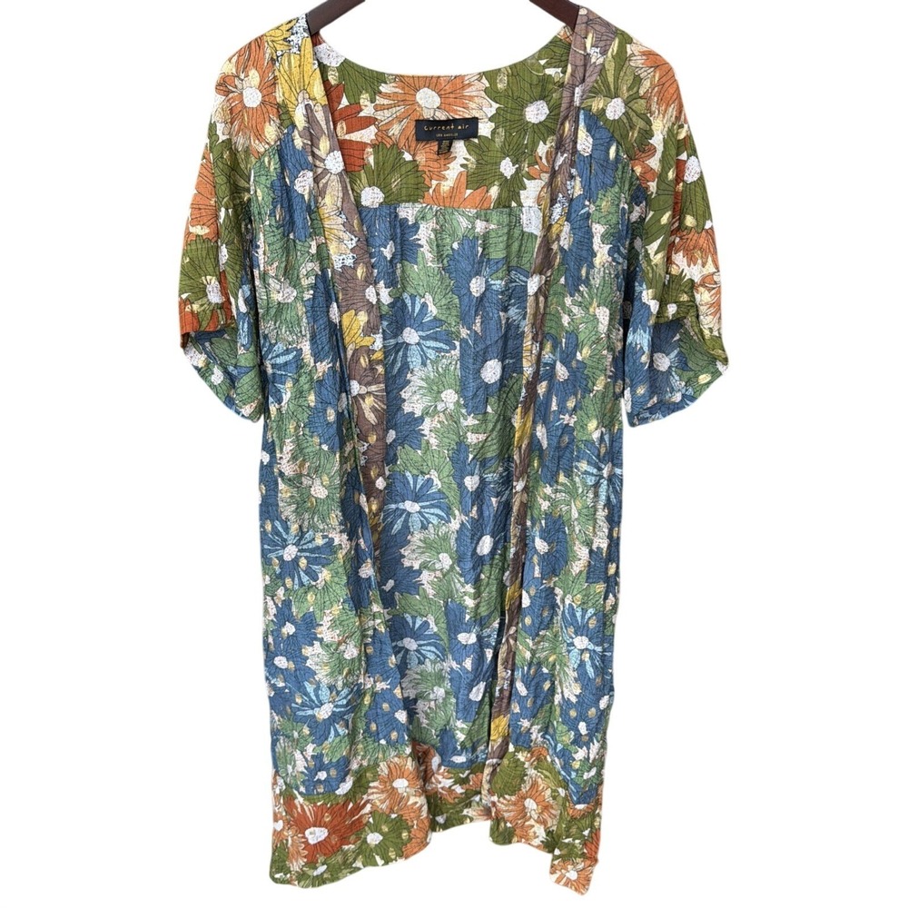 Anthropologie Current Air Floral Shine Duster Kimono OS Boho Festival Ethereal‎